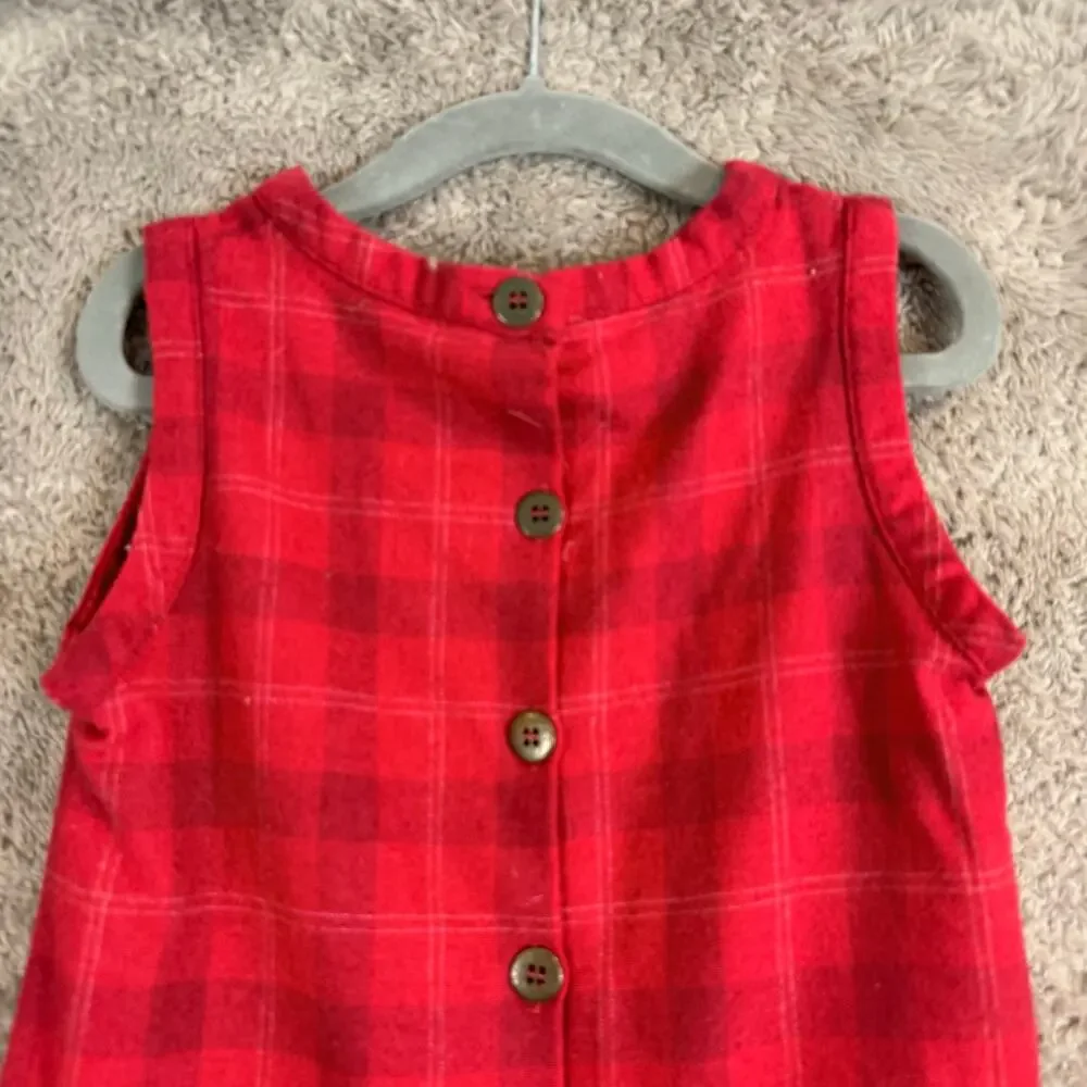 Jacadi Wool Blend Red Plaid Pleated Dress Jumper 4 4T Holiday Uniform Christmas